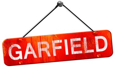 Garfield, 3d render, işareti asılı kırmızı