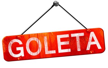 Goleta, 3d render, işareti asılı kırmızı