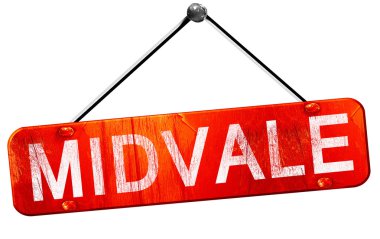 Midvale, 3d render, işareti asılı kırmızı