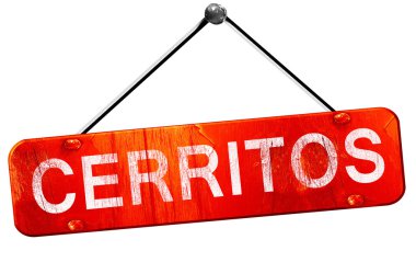 Cerritos, 3d render, işareti asılı kırmızı