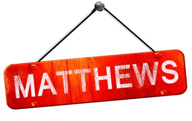 Matthews, 3d render, işareti asılı kırmızı