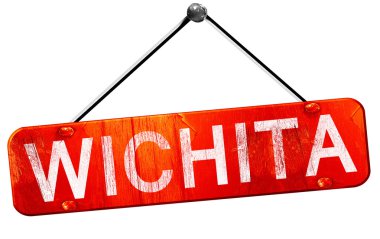 Wichita, 3d render, işareti asılı kırmızı