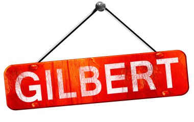 Gilbert, 3d render, işareti asılı kırmızı