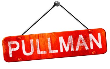 Pullman, 3d render, işareti asılı kırmızı