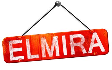 Elmira, 3d render, işareti asılı kırmızı