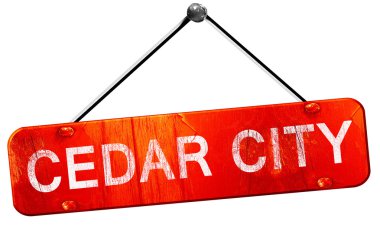 Cedar city, 3d render, işareti asılı kırmızı