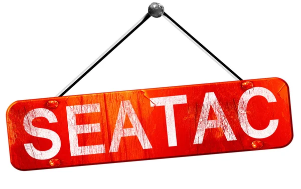 SeaTac, 3d render, işareti asılı kırmızı
