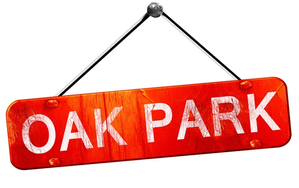 Oak park, 3d render, işareti asılı kırmızı