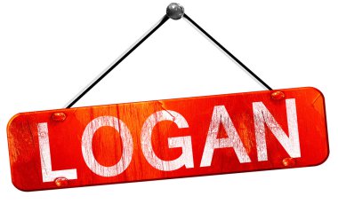 Logan, 3d render, işareti asılı kırmızı