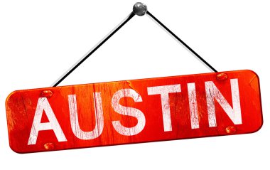 Austin, 3d render, işareti asılı kırmızı