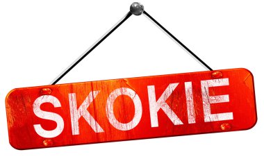 Skokie, 3d render, işareti asılı kırmızı