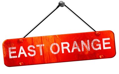 Doğu orange, 3d render, işareti asılı kırmızı