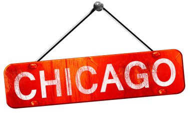 Chicago, 3d render, işareti asılı kırmızı