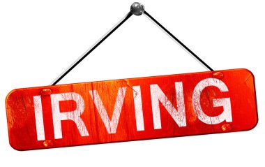 Irving, 3d render, işareti asılı kırmızı