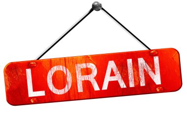 Lorain, 3d render, işareti asılı kırmızı