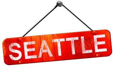 Seattle, 3d render, işareti asılı kırmızı