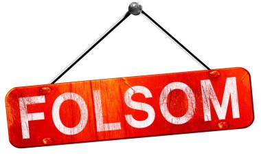 Folsom, 3d render, işareti asılı kırmızı