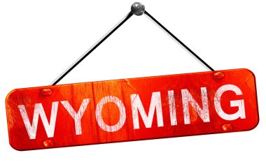 Wyoming, 3d render, işareti asılı kırmızı