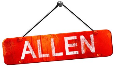 Allen, 3d render, işareti asılı kırmızı