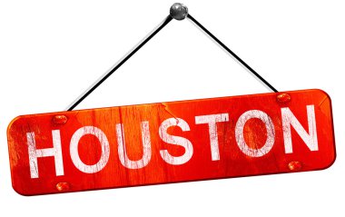 Houston, 3d render, işareti asılı kırmızı