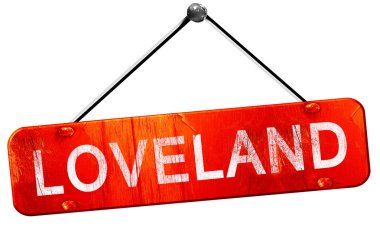 Loveland, 3d render, işareti asılı kırmızı