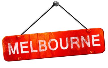 Melbourne, 3d render, işareti asılı kırmızı