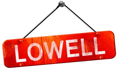 Lowell, 3d render, işareti asılı kırmızı