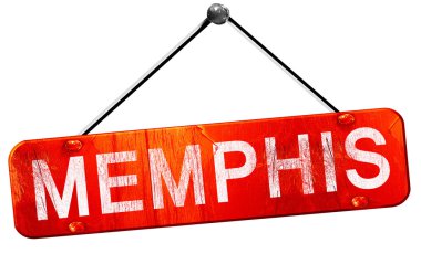 Memphis, 3d render, işareti asılı kırmızı