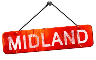 Midland, 3d render, işareti asılı kırmızı