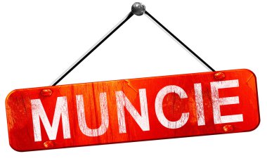 Muncie, 3d render, işareti asılı kırmızı