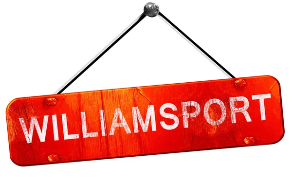 Williamsport, rendering 3D, cartello rosso appeso — Foto Stock