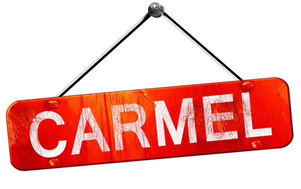 Karmel, 3D-Darstellung, ein rotes Hängeschild — Stockfoto