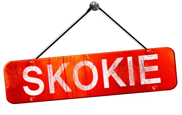 Skokie, 3d render, işareti asılı kırmızı