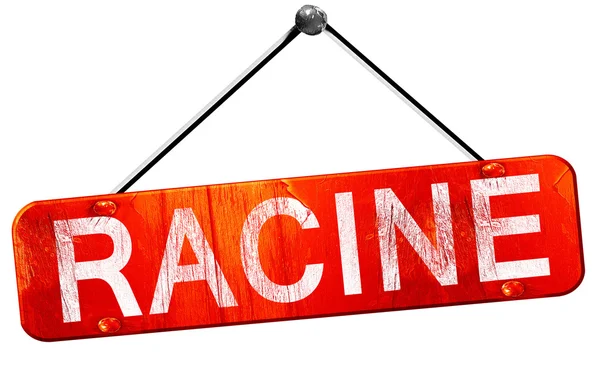 Racine, 3d render, işareti asılı kırmızı