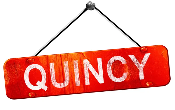 Quincy, renderowania 3d, czerwony wisi znak — Zdjęcie stockowe