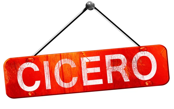 Cicero, representación 3D, un cartel colgante rojo — Foto de Stock