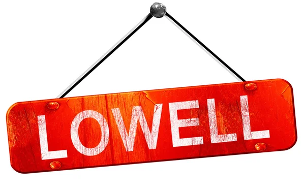 Lowell, 3d render, işareti asılı kırmızı
