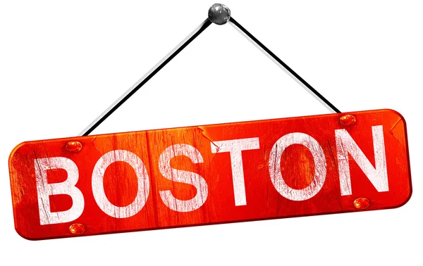 Boston, 3D rendering, un letrero colgante rojo —  Fotos de Stock