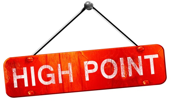 High point, 3d vykreslování, červený visí znamení — Stock fotografie
