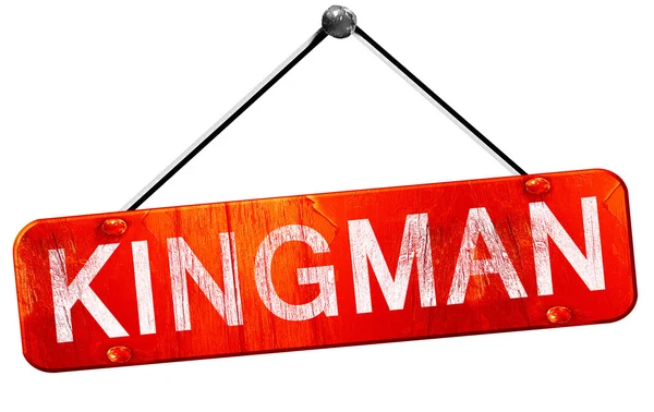 Kingman, 3D rendering, un cartel colgante rojo — Foto de Stock