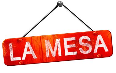 La mesa, 3d render, işareti asılı kırmızı