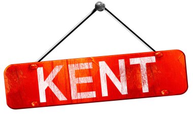 Kent, 3d render, işareti asılı kırmızı