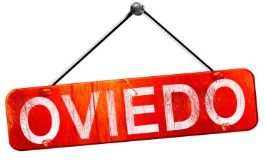 Oviedo, 3d render, işareti asılı kırmızı