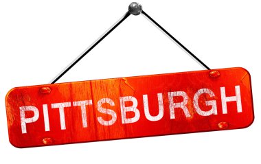 Pittsburgh, 3d render, işareti asılı kırmızı