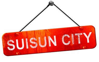 Suisun city, 3d render, işareti asılı kırmızı