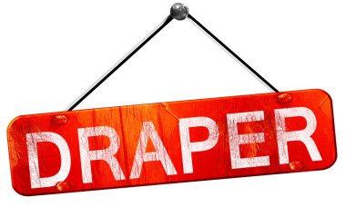 Draper, 3d render, işareti asılı kırmızı