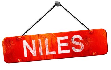 Niles, 3d render, işareti asılı kırmızı