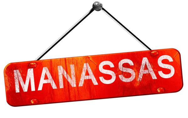 Manassas, 3D rendering, a red hanging sign — Stock Photo, Image