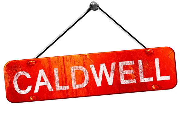 Caldwell, representación 3D, un signo colgante rojo — Foto de Stock