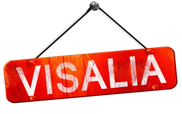 Visalia, 3d-rendering, en röd hängande tecken — Stockfoto